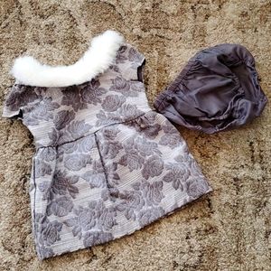 Janie and Jack Silver Rose Dress w Diaper Cover